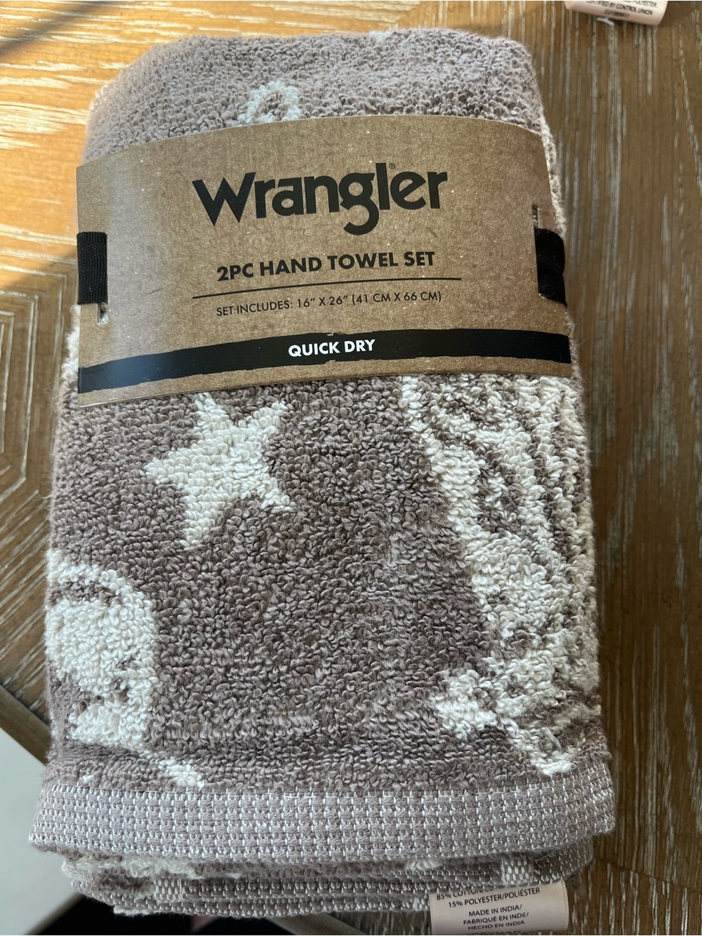 Wrangler Taupe and Cream Star Hand Towel